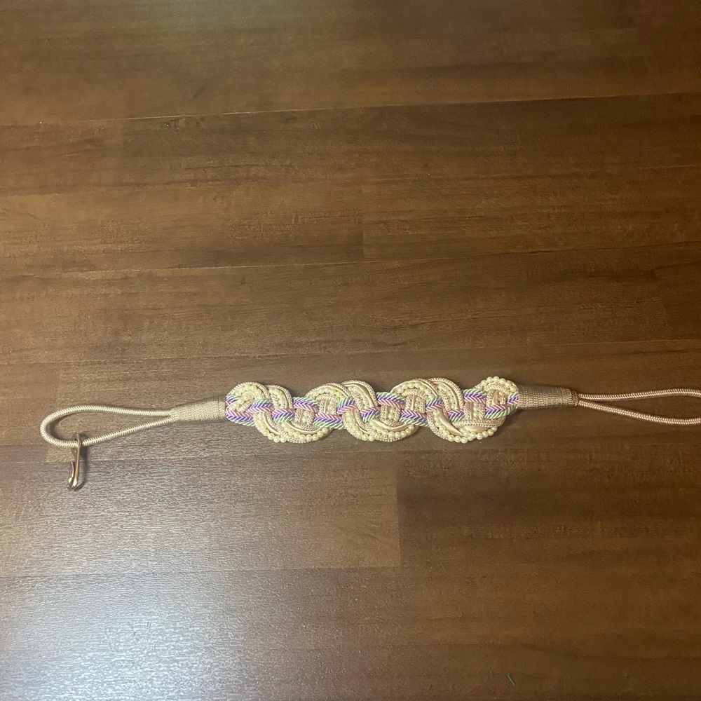 Braided Cream/Purple/Green/Pink Belt with Pearls